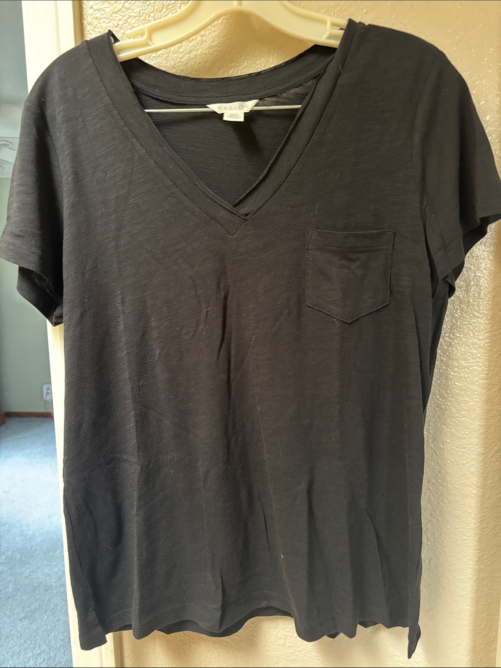 Caslon Black V-Neck Pocket Tee